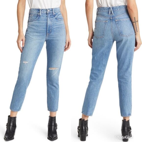 Revolve SLVRLAKE Beatnik High Waist Ankle Straight Leg Jeans sz 27 Rockaway blue - Picture 2 of 10